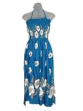 HAWAIIAN BLUE FLORAL LONG SUN DRESS-ONE SIZE (S-XL) tc089