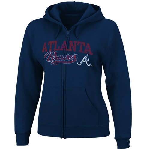 MLB Women's Atlanta Braves The Beauty Long Sleeve Full Zip Fleece Hoodie