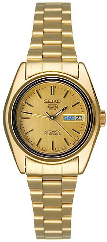 Seiko SUAA30 Ladies Seiko 5 Automatic Gold Tone Stainless Steel Gold Dial Watch