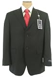 Sean John Mens Single Breasted 2 Button Black Pinstripe Wool Suit - Size 39R