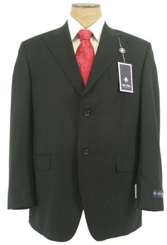 Sean John Mens Single Breasted 2 Button Black Pinstripe Wool Suit - Size 39R