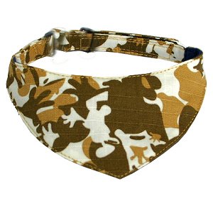 “Camo Cool” Camouflage Print Cotton adjustable Bandana for Dogs, Cats and Small Pets – Small (“9-13″)/ Desert