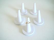 5 White Leather Ring Finger Jewelry Holder Showcase Display Stands