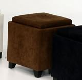 Micro Fiber Storage Ottoman (Brown) (20H x 17W x 17D)