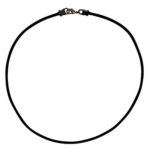 Thick 3mm Black Leather Gunmetal Cord Necklace - 22 inches