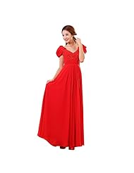 V-neck Chiffon Cap Sleeves Lace Beaded Evening Dress 
