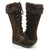 BrownFurryLaceUpMoccasinWinterBootsWomen---VeganFriendly!