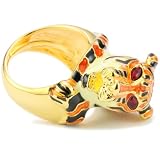 Kenneth Jay Lane Black And Tan Tiger Head Ring