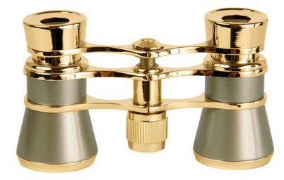 LaScala Optics LSA07 Aida 3 x 25 Central Focusing Opera Glasses Titanium Body with Golden Rings