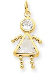 14k Gold April Girl Birthstone Charm