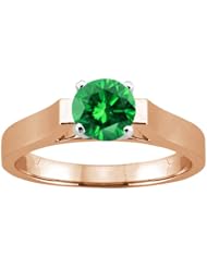 0.80 Ct Round Green SI1/SI2 Diamond 14K Rose Gold Ring