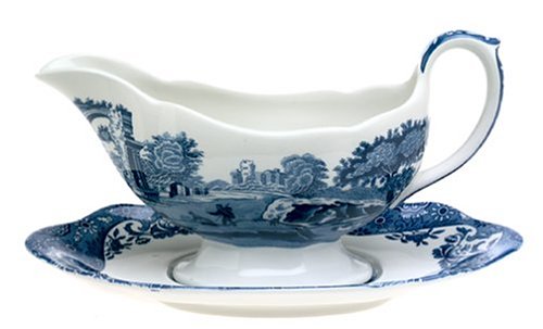 Spode Blue Italian Sauce Boat & Stand
