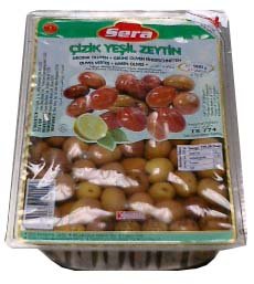Green Olives (sera) vacuum 900g by parthenonfoods.com