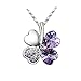 Blue Chip Unlimited Sparkling Colored Heart Shaped Clover Charm Necklace