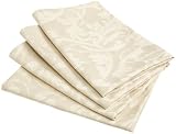 Mahogany Ivory Scroll Jacquard Cotton Napkin, 20-Inch by 20-Inch, Set of 4