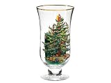 Spode Christmas Tree Glass Hurricane with Pillar Candle