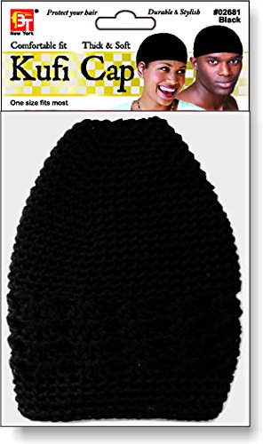 Cotton Kufi Cap #02681 BLACK (one size fit)