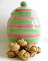 Designer Pet Studio Dog / Cat Treat Jar Preppy Stripe W / Free All Natural, Healthy Angus Roast Beef Twists