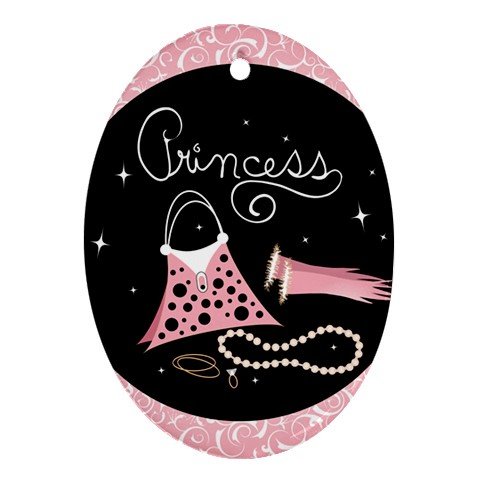 Oval Ornament (2-Sided) of Princess Accessories (Purse, Gloves, Pearl Necklace, Beautiful, Cartoon, Disney, Barbie, Fairy, Island, Magical, Belle, Cinderella, Costume, Doll, Wedding)