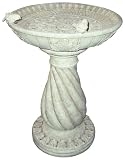 Fiberglass Two Birds Antique White Birdbath