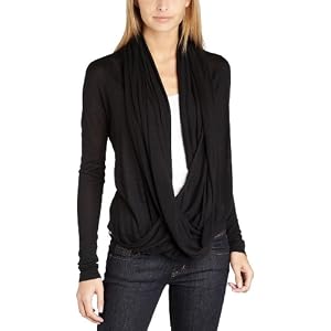 Kensie Women's Fine Gauge Cardigan With Attached Scarf
