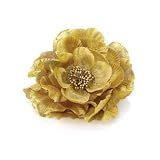 Gold Fabric Flower Corsage Brooch