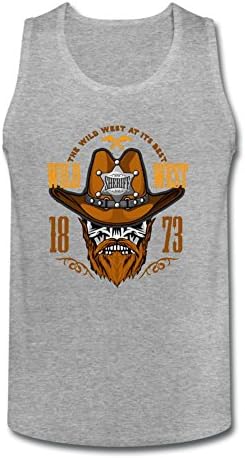 LJLForever Men's Cowboy Skull In The Hat And Sheriffs Star Tank Top