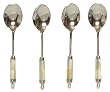 Decorative Mini Spoon Set / 4 With Round Inlaid Mother of Pearl Handles