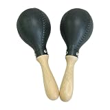 Maracas, Medium, Black Plastic, Pair