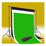 CowboyStudio Photography 10 X 12ft Black, White & Chromakey Green Muslin Backdrops with Background Support System and Carry Bag