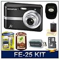 Olympus FE-25 10MP 2.4 LCD Digital Camera (Black) Sensible Mega Bundle