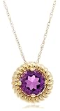 14k Yellow Gold Amethyst Rope Trimmed Pendant, 18"