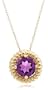 14k Yellow Gold Amethyst Rope Trimmed Pendant, 18"