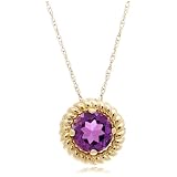 14k Yellow Gold Amethyst Rope Trimmed Pendant, 18"