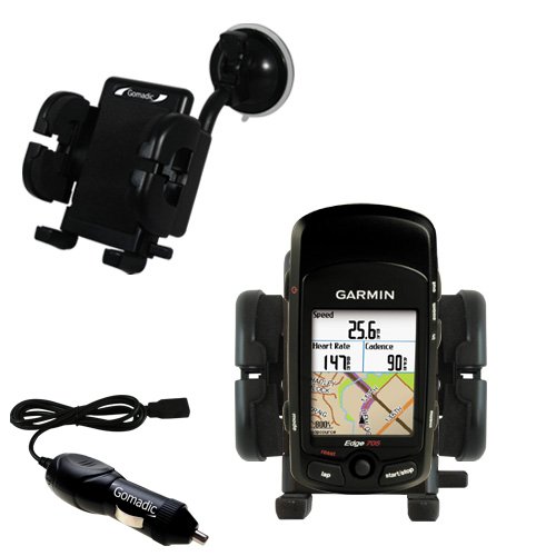 Garmin Edge 705 Flexible Auto Windshield Holder with Car Charger - Uses Gomadic TipExchange