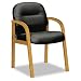 2190 Pillow-Soft Wood Series Guest Arm Chair, Harvest/Black Leather