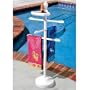 55" White Outdoor Summer Pool and Spa Accessories Tray and Beach Towel Holder