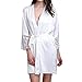 LAPAYA Women's Short Kimono Robe Lingerie Bridal Silky Lace Trim Satin Sleepwear