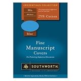 Fine Manuscript Covers, 25% Cotton, Recycled, 9x15-1/2, Blue, 100/Pack SOU41S