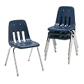 Classic Plastic Stack Chairs- Navy/ Chrome(Set of 4)