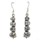 Zircon Gemstone Dangle Earrings Sterling Silver Jewelry 1.5 inches