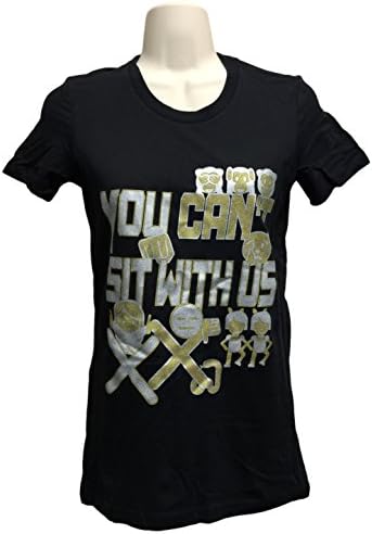 You Can't Sit With Us Women's and Girls' T-Shirt - Black, Silver, & Gold (Slim Fit) (Small)