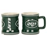 NFL Teams 2oz Ceramic Handled Full Color Shot Glasses 2 Pack - New York Jets