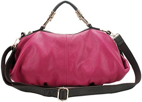Yisihua Women's Tote Single Shoulder Bag Handbag Rose Pink Cow Leather