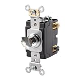 Image : Leviton 1222-2KL 20 Amp 120/277 Volt Key Locking Double-Pole AC Quiet Switch Extra Heavy Duty Grade Chrome...