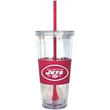 NFL New York Jets Pink Tumbler with Straw, 22-Ounce