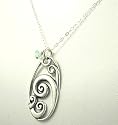 Waves Sterling Silver Aquamarine Ocean Necklace Jewelry Pendant