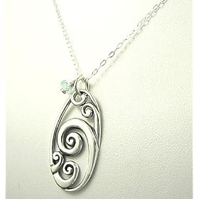 Waves Sterling Silver Aquamarine Ocean Necklace Jewelry Pendant by Unrealfind