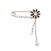Maikun Black Enamel Daisy Flower with Rhinestone Pendant Ornament Pin Brooch