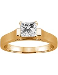 0.50 Ct Princess Cut Certified Solid 18k Yellow Gold Diamond Resizable Ring
